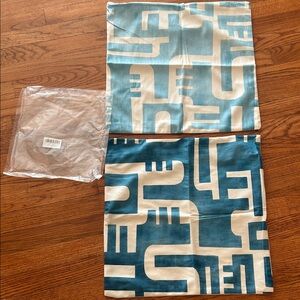 Blue and White 17” Square Geometric Pillow Covers